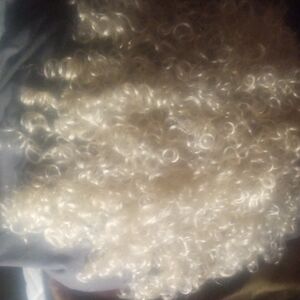 Cream Curly Hair Wig with Voluminous Texture